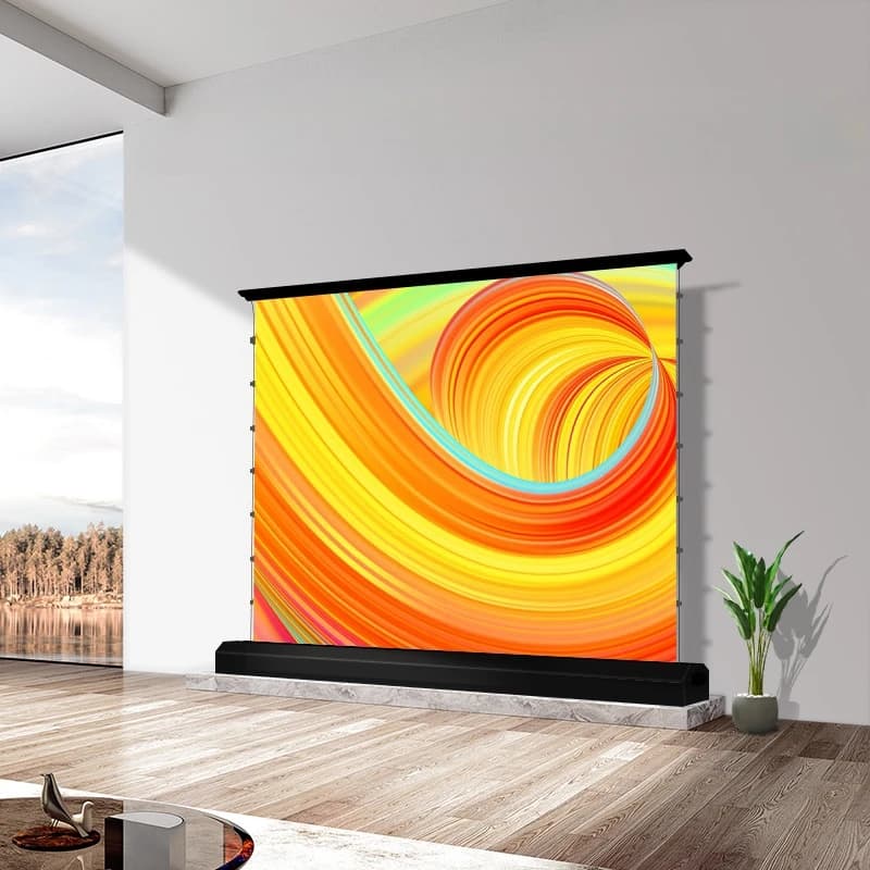 16:9 HDTV 4K Luce ambientale motorizzata che rifiuta lo schermo del proiettore ascendente da pavimento elettrico ALR con telecomando/controllo vocale