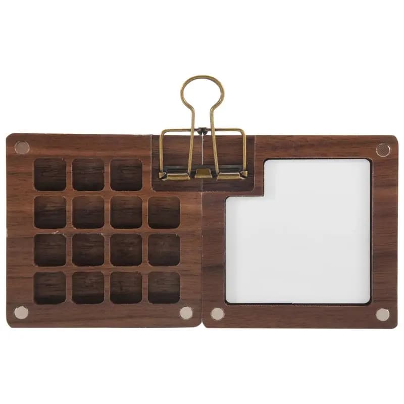 Portable Watercolor Palette, 15 Color Sketchbook Palette, Wooden Palette Box, Travel Paint Palette (Without Colors)-A27R