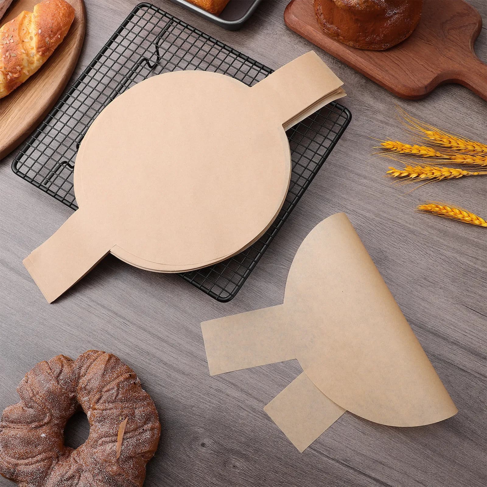 100Sheets Unbleached Round Parchment Liners for Baking Pans Nonstick Oilproof Cake Pan Protectors Perfect for Air Fryer Loaf