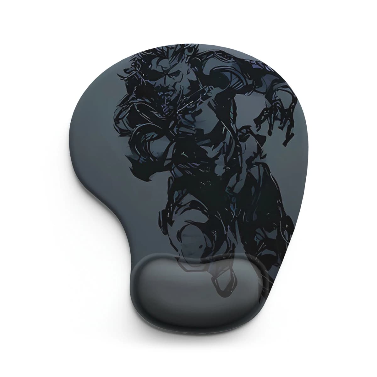 Tappetino per mouse dal design eroico nero e grigio, ergonomico, morbido, antiscivolo, per poggiapolsi, tappetino per mouse per computer, per PC da ufficio