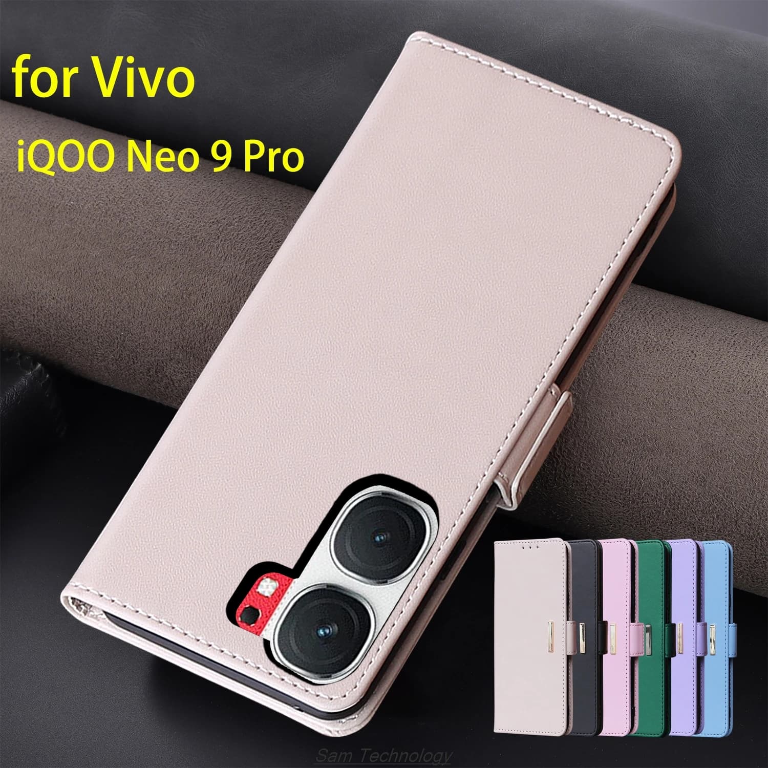 Custodia in pelle con fibbia magnetica per Vivo iQOO Neo 9 Pro / Neo9 Pro Portafoglio RFID BLOCCO Flip Cover femminile Semplice Capa Fundas Coque