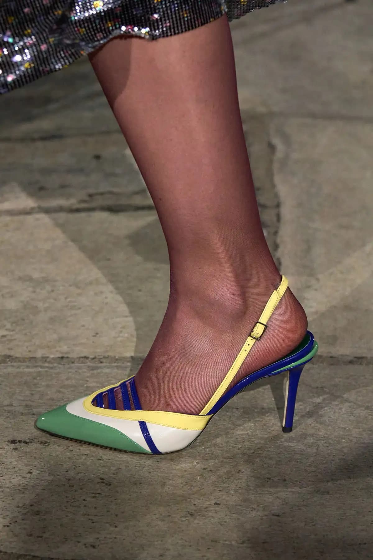 Patchwork Patent Leather Pointed Toe Summer Women Sandals Stiletto High Heels Buckle Strap Design Large Size Fashion Party Shoes