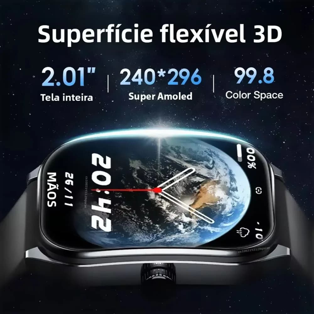 Smart Watch 2.01 ''AMOLED Screen IP68 Waterproof Bluetooth 5.3 Calls AI Vioce Assistant Sport Fitness Smartwatch for Men