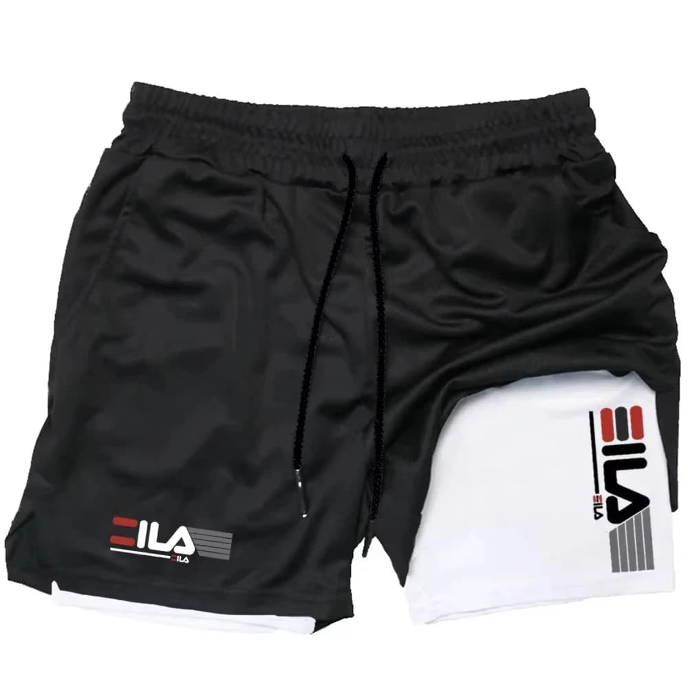 Pantaloncini sportivi da uomo 2 in 1 a doppio strato, pantaloni casual traspiranti ad asciugatura rapida, abbigliamento sportivo estivo per la corsa, M-3XL