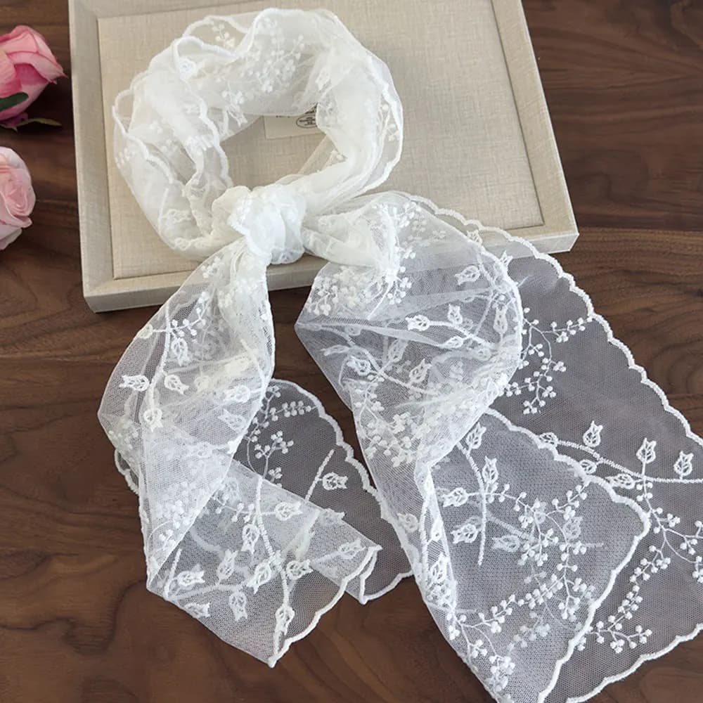 Sciarpa Lunga Floreale in Pizzo da Donna, Sciarpa Sottile Estiva in Rete con Fiori, Sciarpa da Collo in Pizzo da Donna, Sciarpe/Stole in Pizzo 140CM