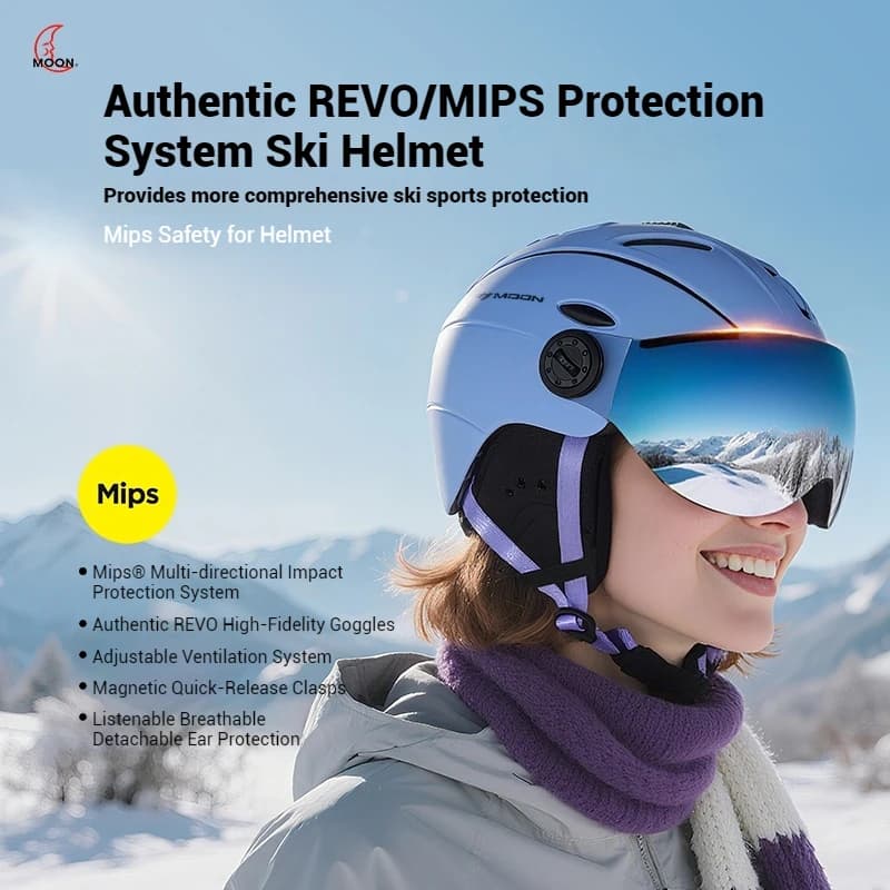 Casco da sci MOON MIPS con occhiali da neve integrati - Casco da sci unisex per adulti per uomo e donna, compatibile con occhiali da sci
