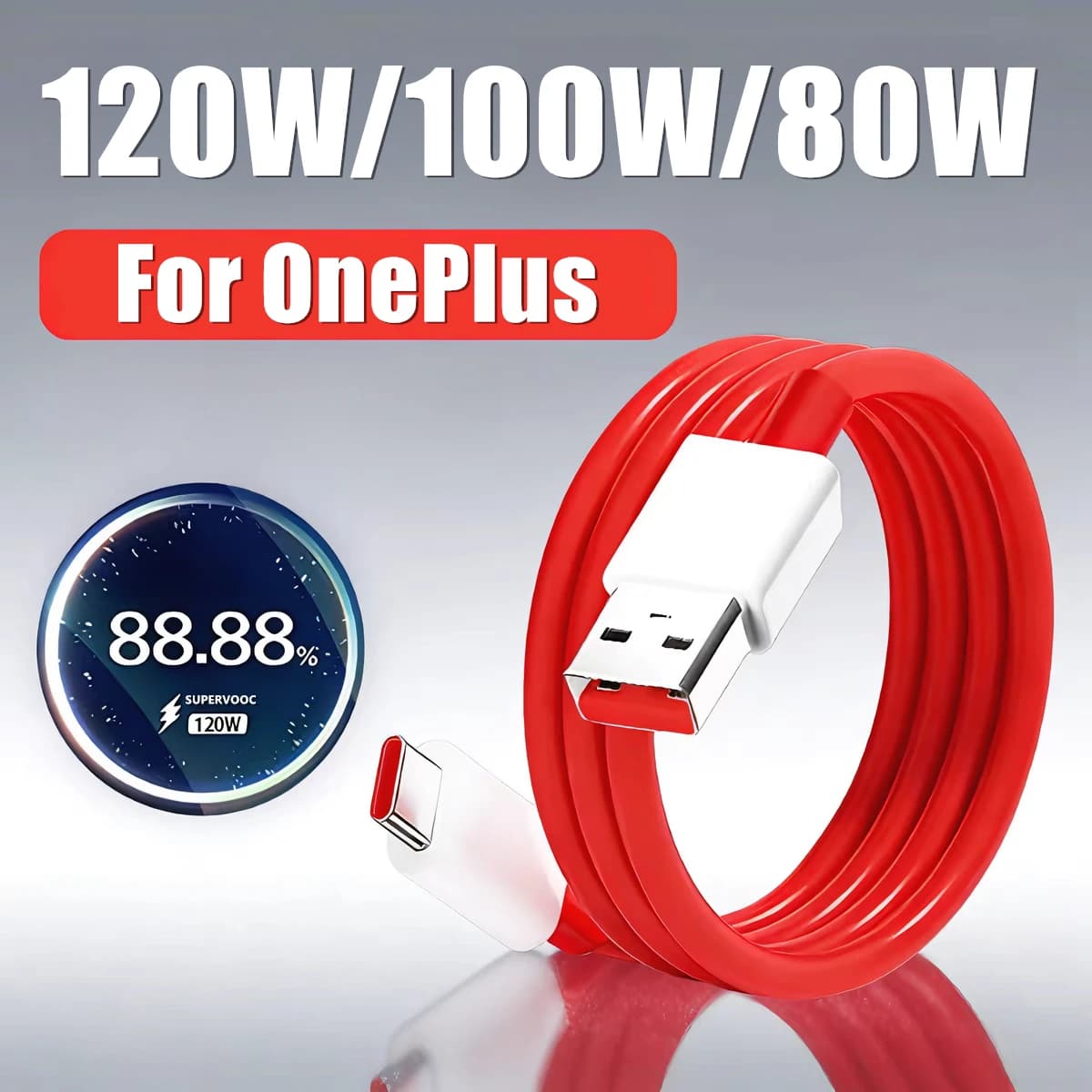 Cavo USB Type-C per Ricarica Super Veloce 120W 100W 80W per OnePlus 9 9RT 10 Pro 11 12 13 15 Nord 2T 3 4 5 OPPO Reno 13 Realme GT 6