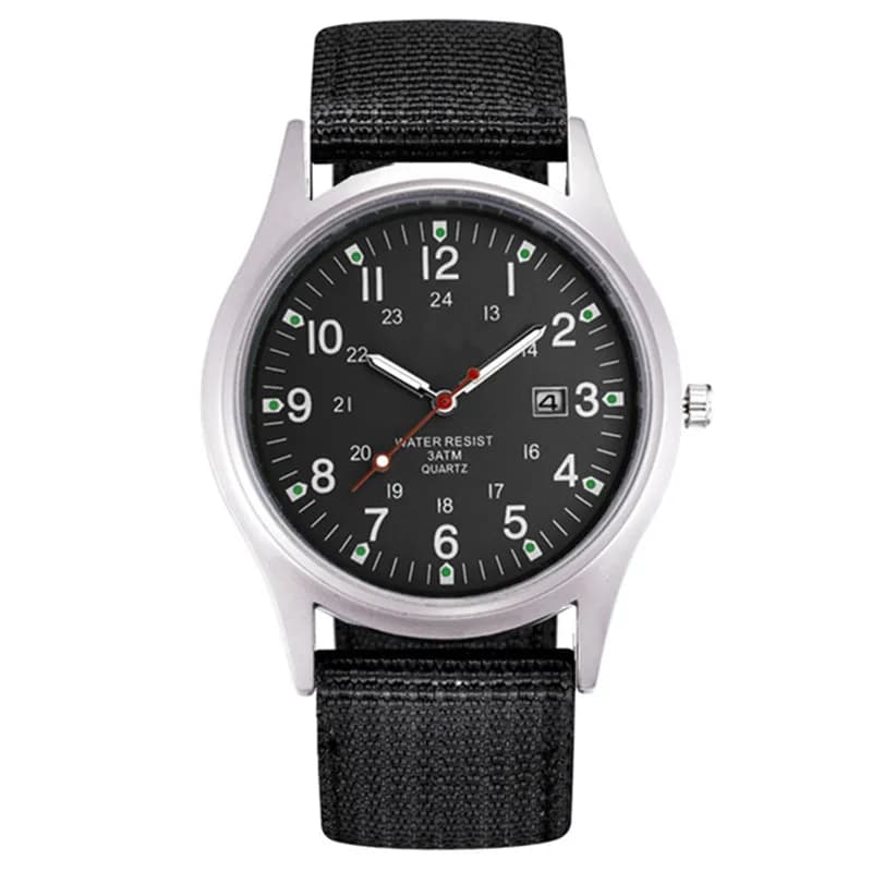 Men's Watches Brand Student Boys Fashion Casual Nylon Strap Sport Date Quartz Watch Black Reloj Hombre Relogio Masculine