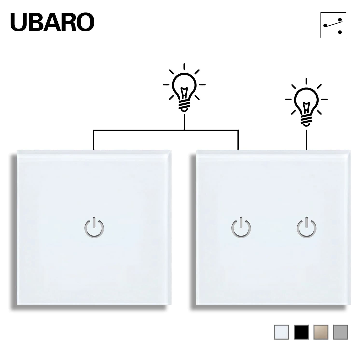 UBARO Scale standard UE Controller interruttore tattile passaggio 86 mm Interruttori multicontrollo 1 gang con pannello in vetro sensore Interruttore
