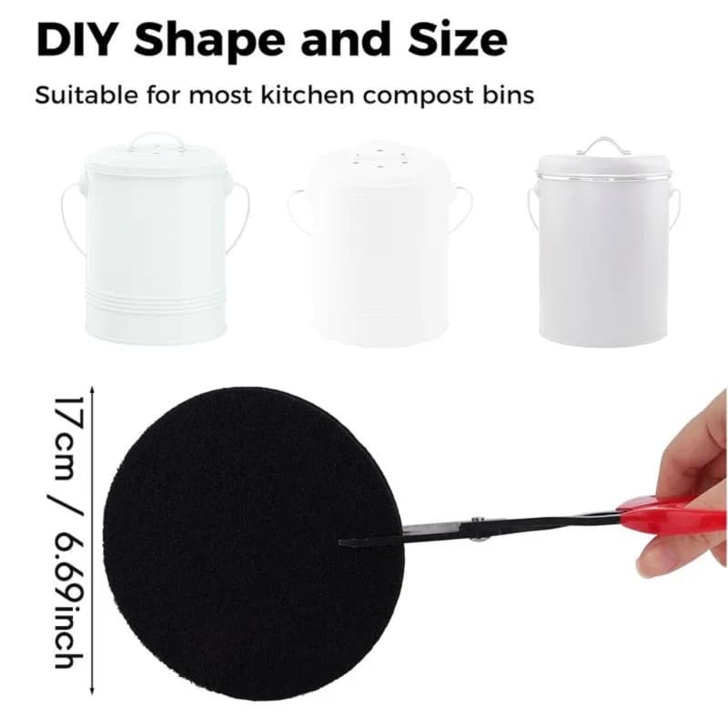 BABZ 10pcs Compost Bin Charcoal Filters Round Replacement Air Filter for Kitchen Compost