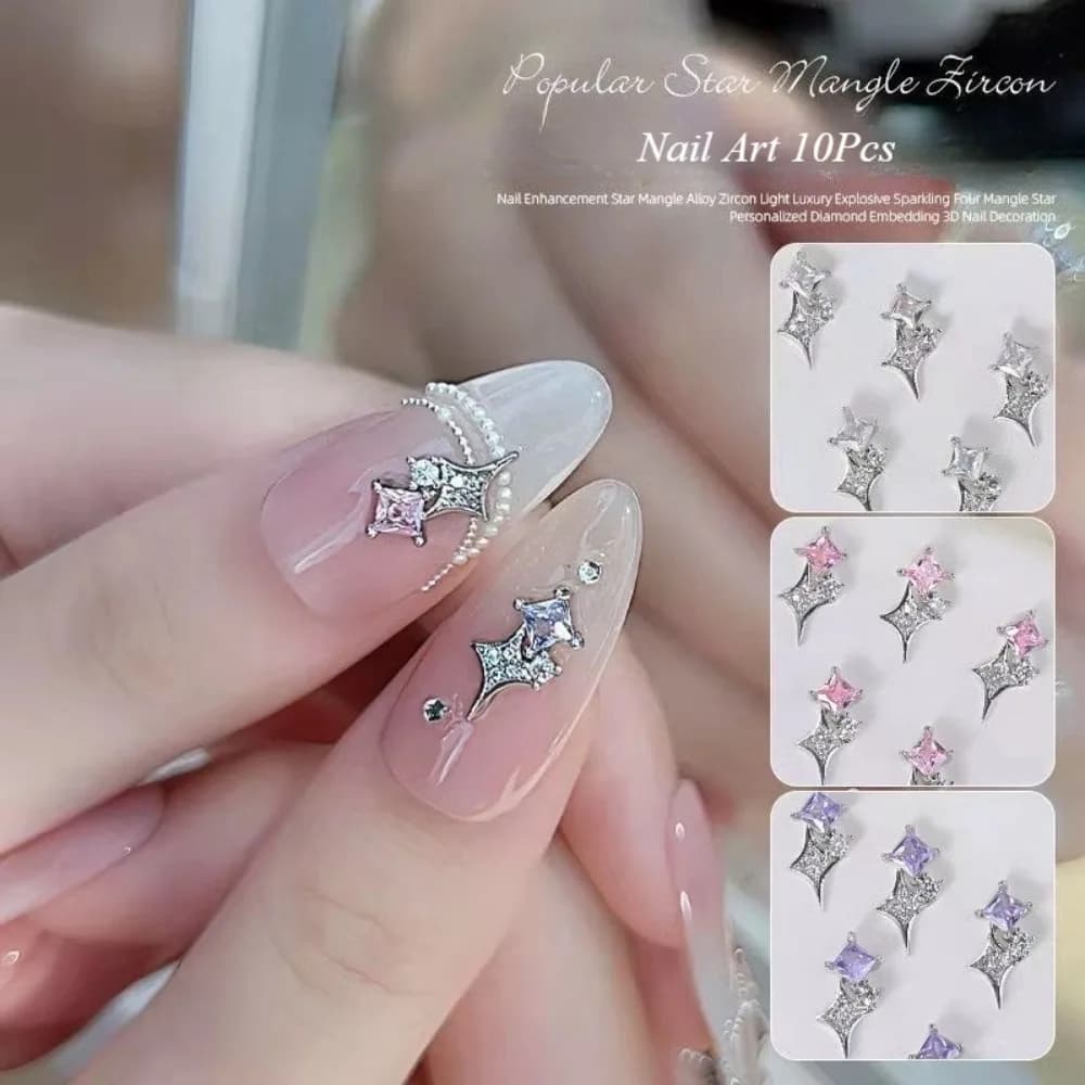 10 pezzi in lega di zirconi per nail art nuovi gioielli per nail art luce flash di lusso decorazione tridimensionale per unghie accessori per unghie glitter