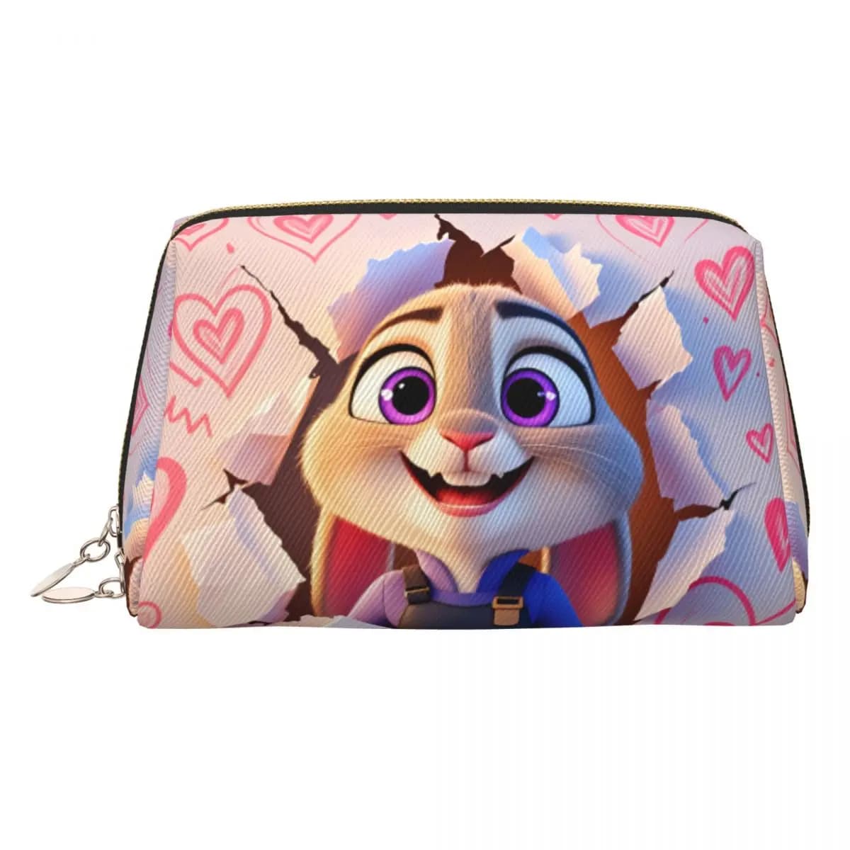 Zootopia Judy Borse per cosmetici Cuore per oggetti necessari Organizzatori di archiviazione casual da donna Borsa per trucco con stampa da viaggio di grandi dimensioni
