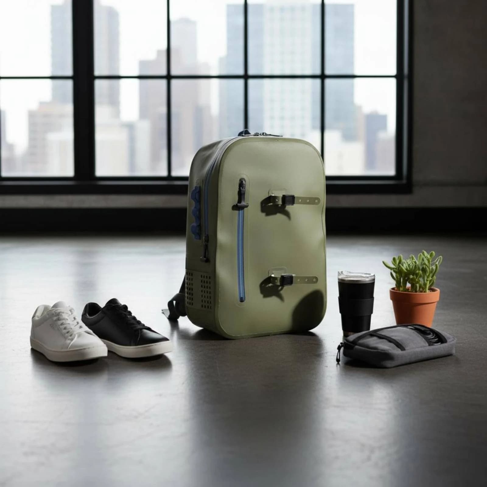 Zaino Portacanna da Pesca con Imbottitura Traspirante, Borsa per Trasporto Canne, Design Roll-Top Leggero per Esterni