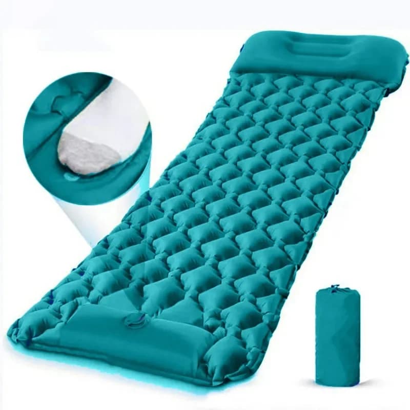Inflatable Camping Mat Air Mattress Sleeping Pad with Pillow Outdoor Travel Portable Air Cushion for Hiking Tent