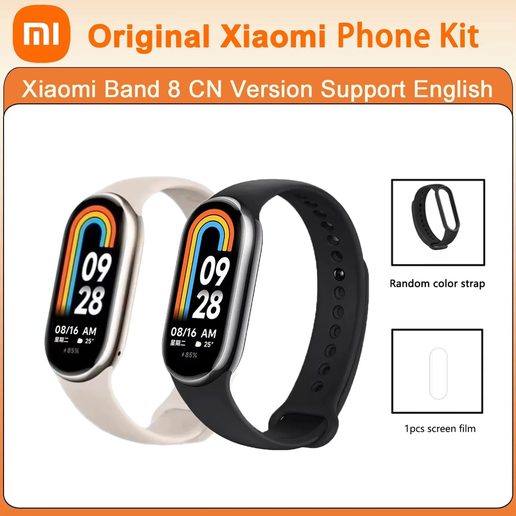 Versione originale Xiaomi Band 8 CN impermeabile con kit telefonico per monitoraggio della frequenza cardiaca del sonno utilizzato Smart Tracker Batteria a lunga durata