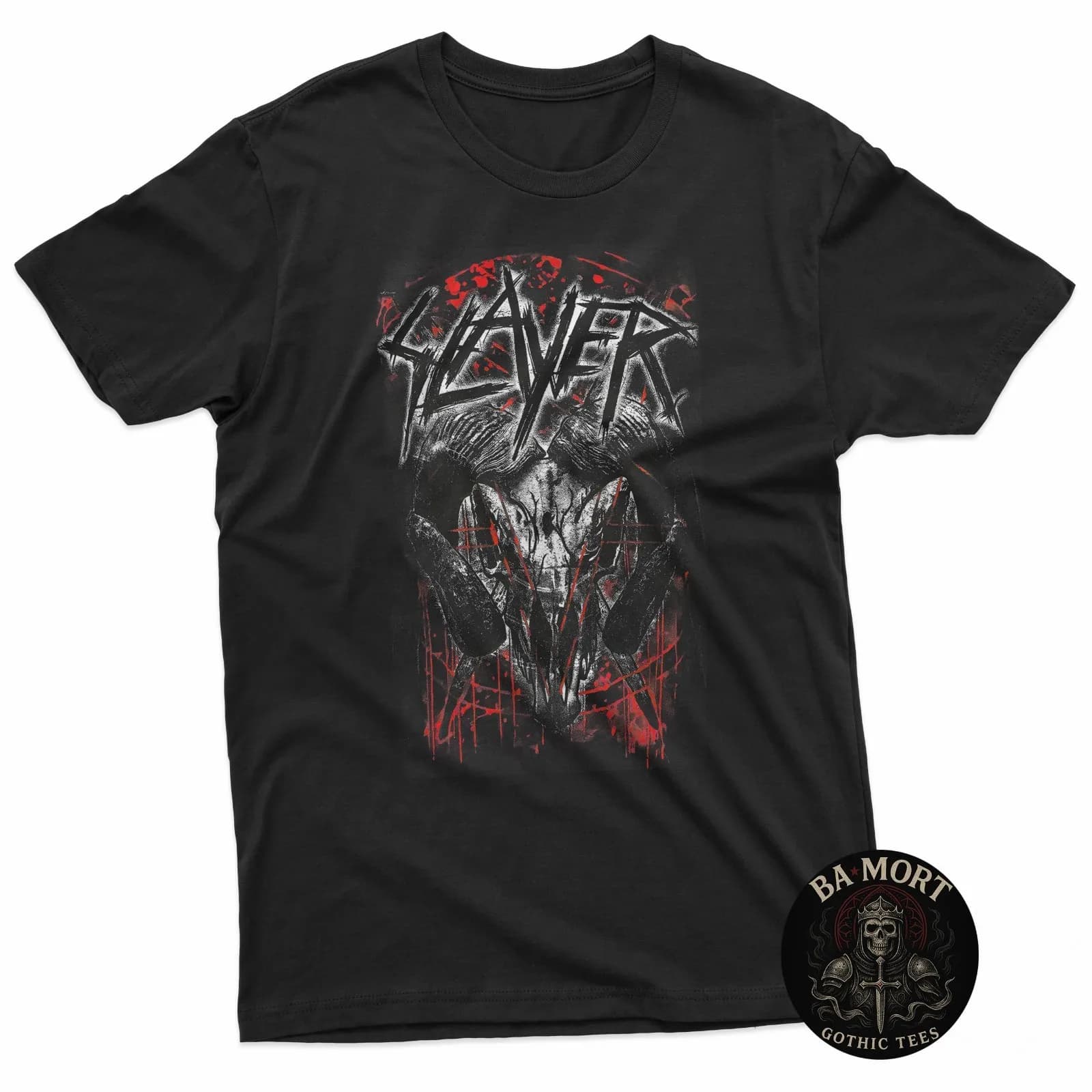 Retro Rock Goat Skull Print T-Shirt for Men