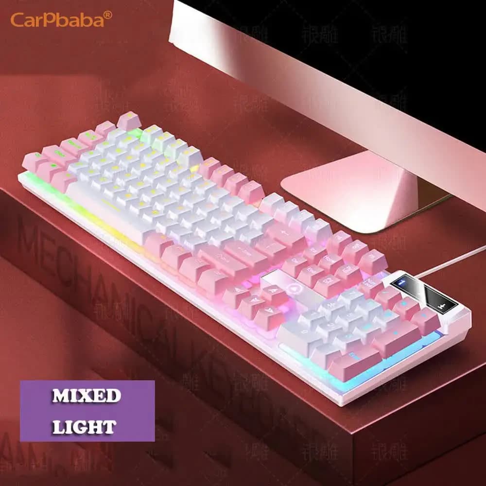 Carpbaba K500 Tastiera da gioco cablata USB a 104 tasti Tastiera meccanica retroilluminata a colori per computer portatile Accessori per PC
