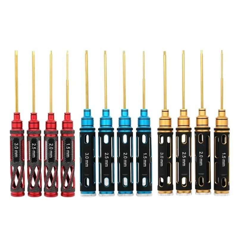 Set di 4 Cacciaviti Esagonali RC con Rivestimento in Titanio Temprato 1.5 2.0 2.5 3.0mm per Droni, Elicotteri e Auto RC