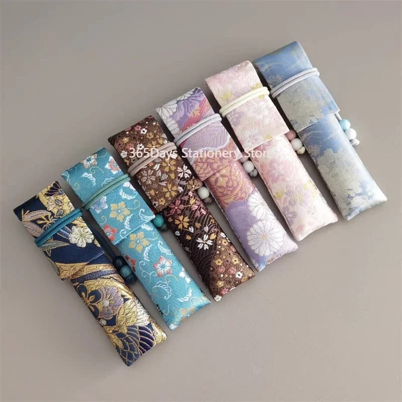 Exquisite Pure Hand-Made Imported Nishijin Woven Fountain Pen Bag Handmade Fabric Pen Bag With Rope Tied Rope Storage Pen