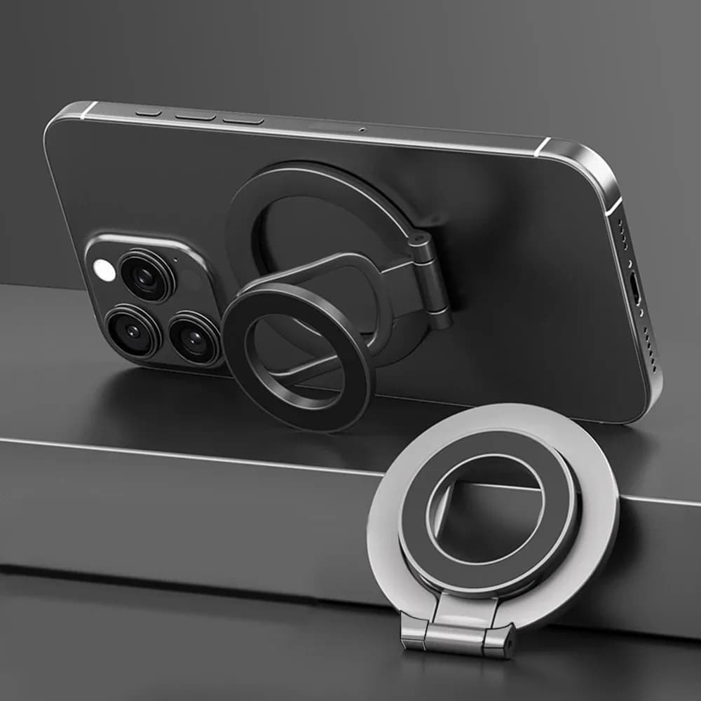 Portable Magnetic Cell Phone Stand Foldable Alloy Ring Holder Multi-Angle Adjustable Magnet Bracket For Mobile Phone Home Office