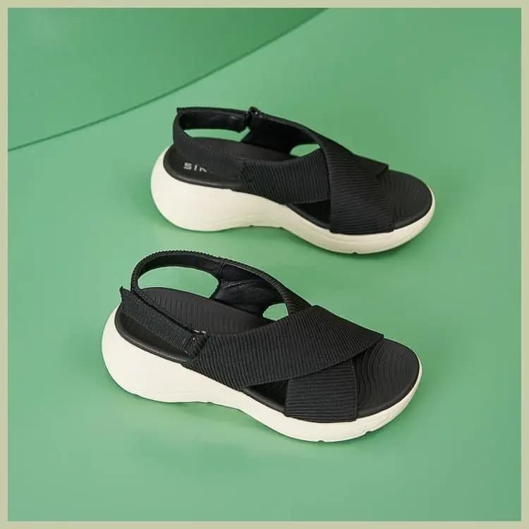 Sandali estivi da donna, comodi, ultraleggeri, idrorepellenti, con chiusura a strappo, suola morbida in spugna, tacco medio, sandali da spiaggia.