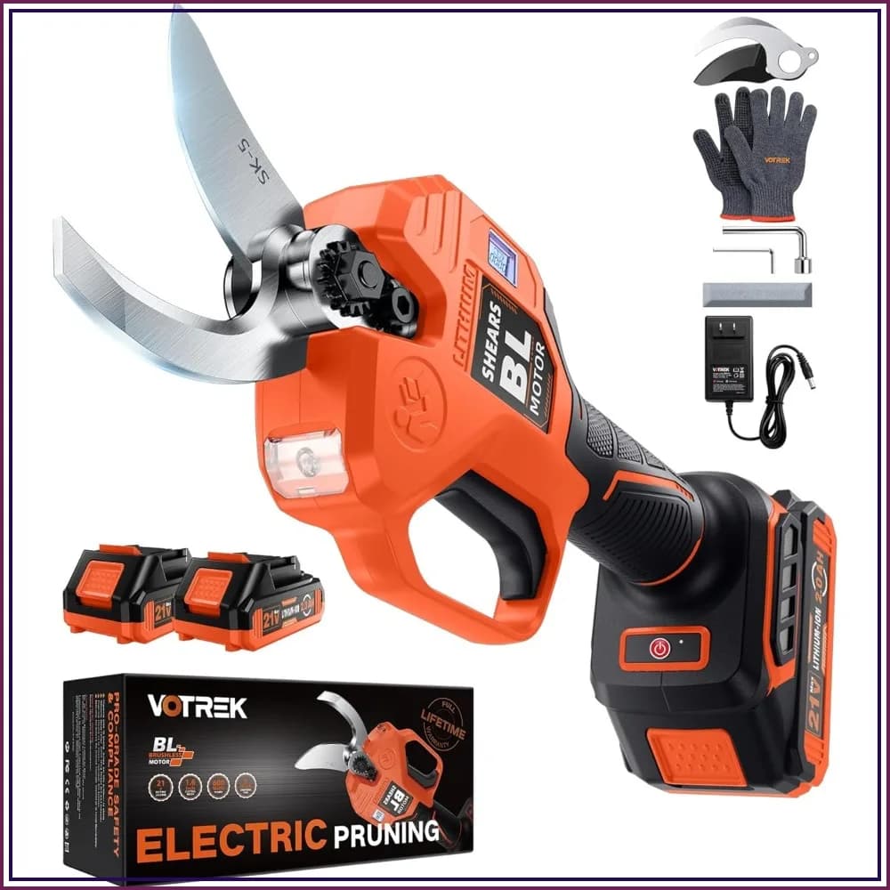 Cordless Electric Pruning Shears with 2 Batteries, 1.6'' Cut, Brushless Motor, SK5 Blades, LCD Display