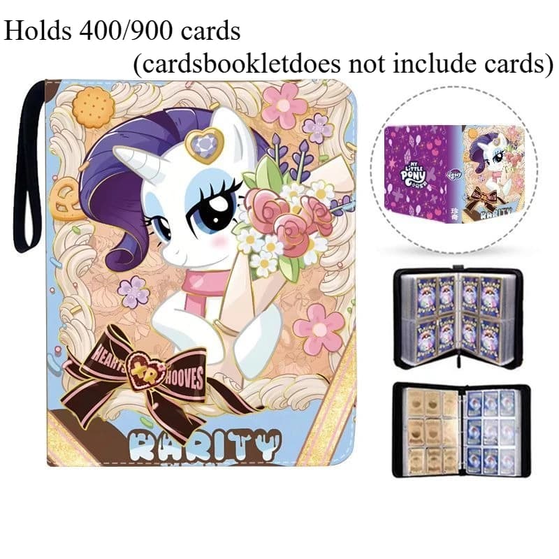 Album Porta Carte My Little Pony da 400/900 Pezzi, Raccoglitore con 4/9 Scomparti per Carte, Collezioni con Doppia Tasca con Cerniera, Porta Carte con Cerniera