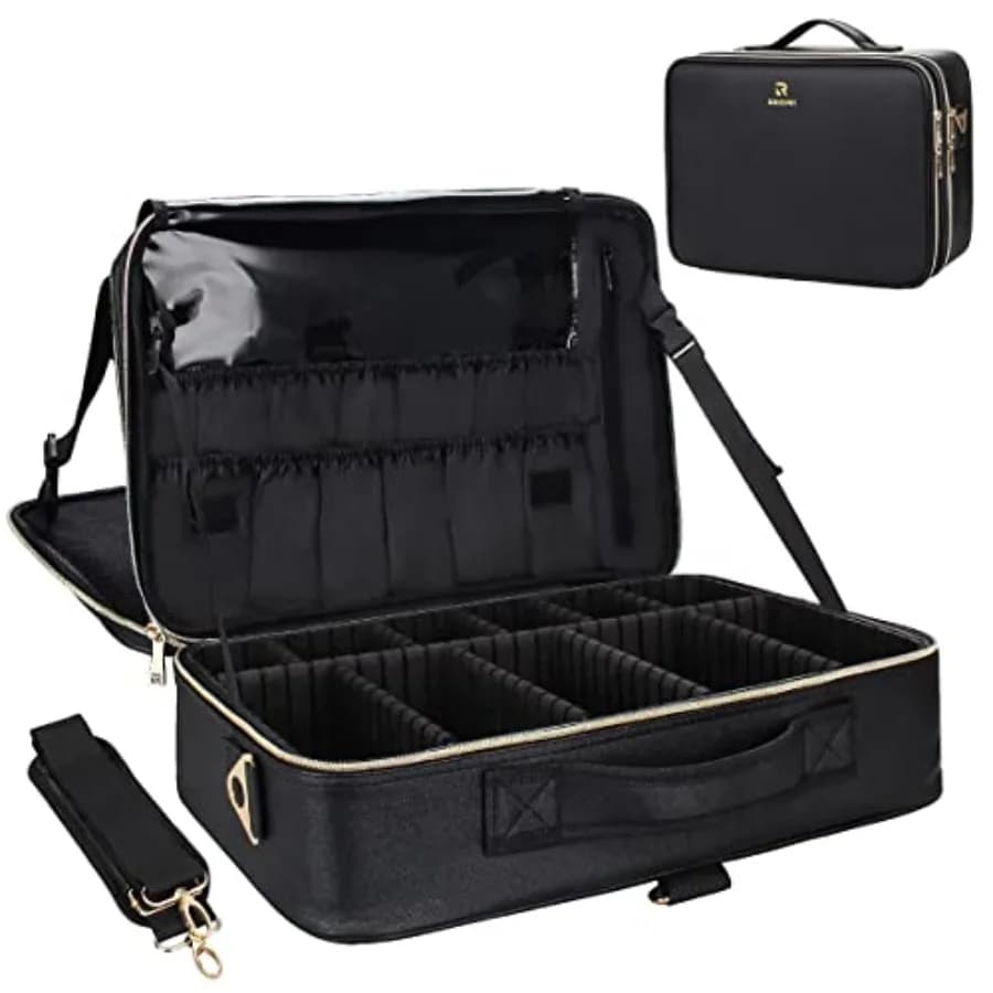 Valigetta per Trucco Professionale, Borsa da Viaggio per Cosmetici 16,5 Pollici, Organizer con Porta Pennelli, Impermeabile, per Truccatori