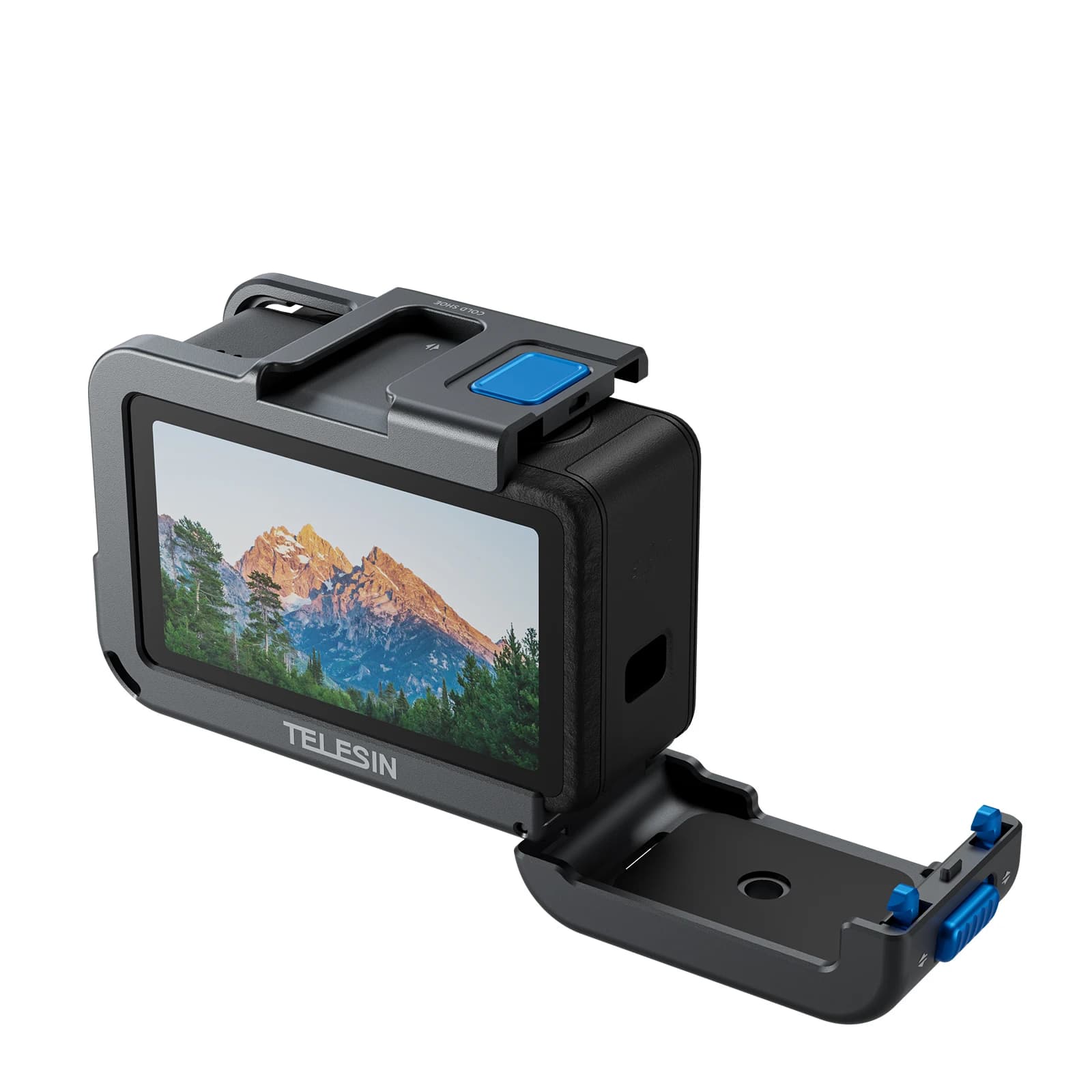 TELESIN Custodia protettiva per DJI OSMO Action 3 4 5Pro Doppio clod Shoe Guscio in lega di alluminio per DJI Action 3 4 5pro