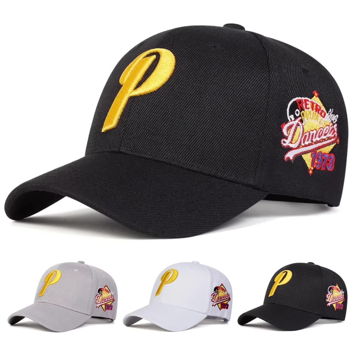 Unisex P Letter Embroidery Baseball Caps Spring and Autumn Outdoor Adjustable Casual Hats Sunscreen Hat Sports Cap