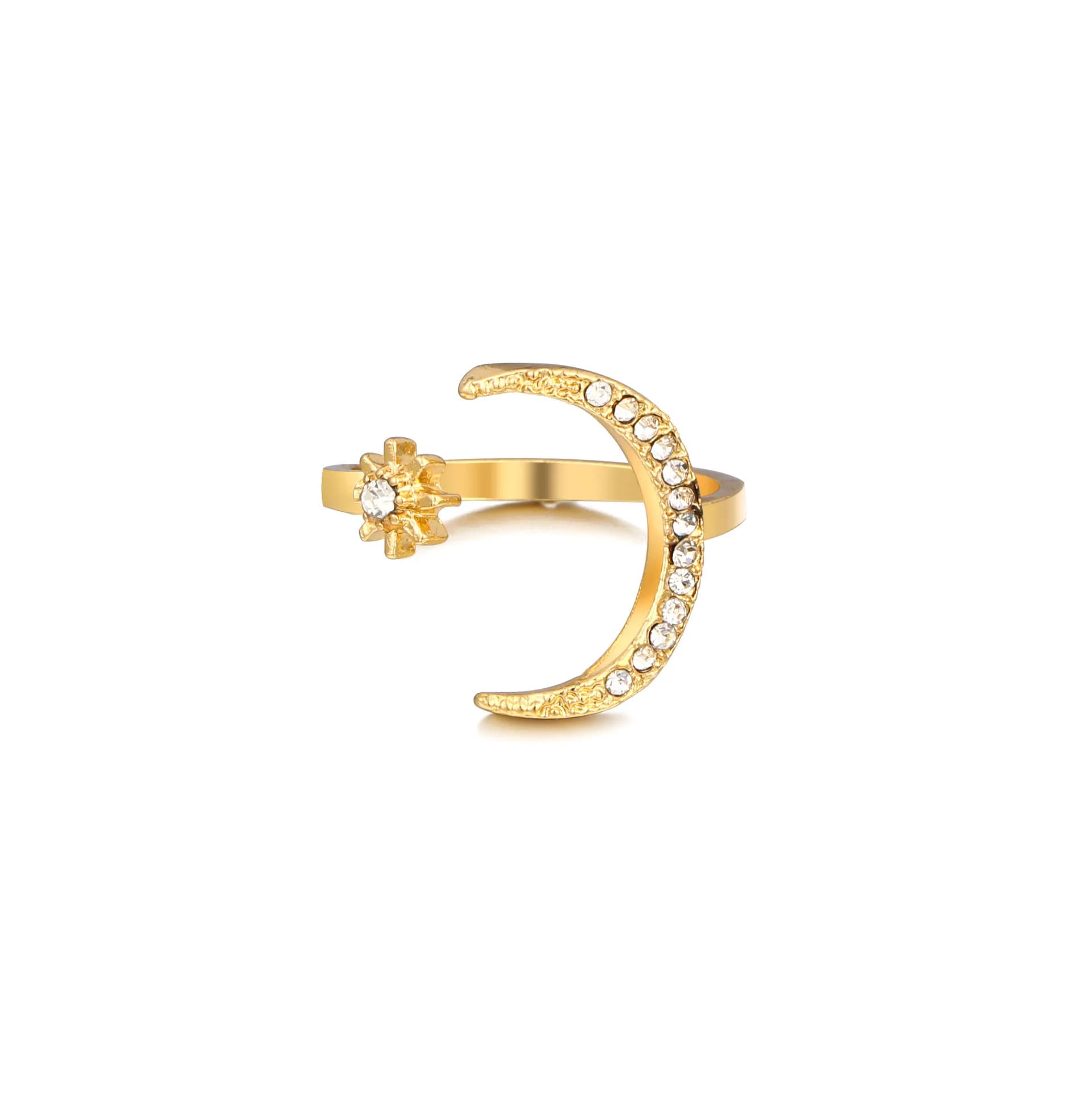 Simple Women's Open Ring Light Luxury Artistic Star Moon Design Minimalist Fashion Jewelry