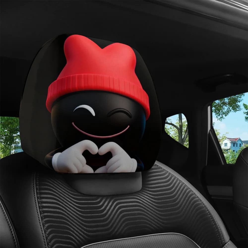 Eye‑catching car headrest cover with creative pattern. Soft stretch fabric guards original upholstery against daily wear and sta