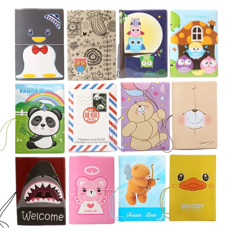 Cute 3D Embossed PVC Passport Holder Cartoon Duck Bear Shark Printed ID Card Covers Travel Ticket Passport Cases for Boys Girls