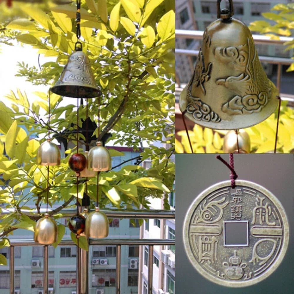 1Set Outdoor Lucky Wind Chime Large Copper Hanging Decoration for Home Garden Good Luck Gift Room Accessories Wall Hanging Decor