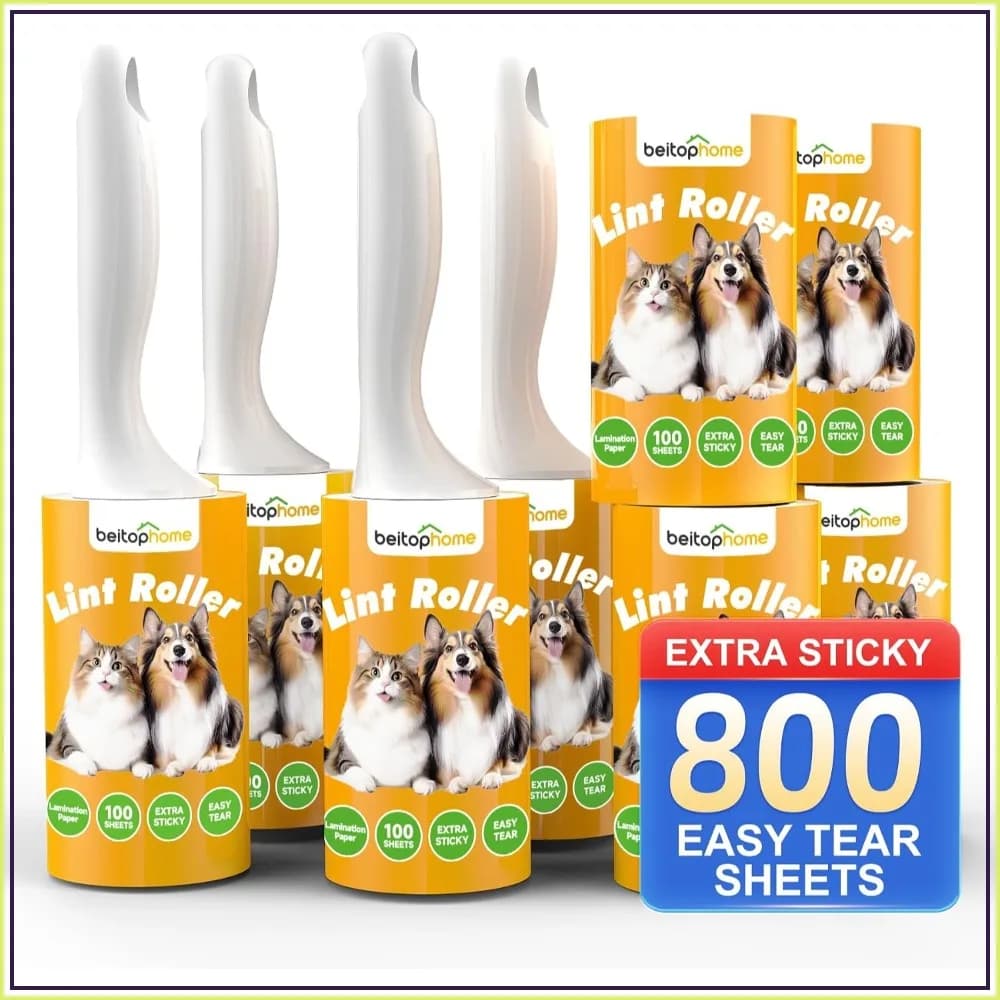 800-Sheet Lint Roller with 4 Handles, Extra Sticky for Pet Hair, Clothes, Carpet, Furniture