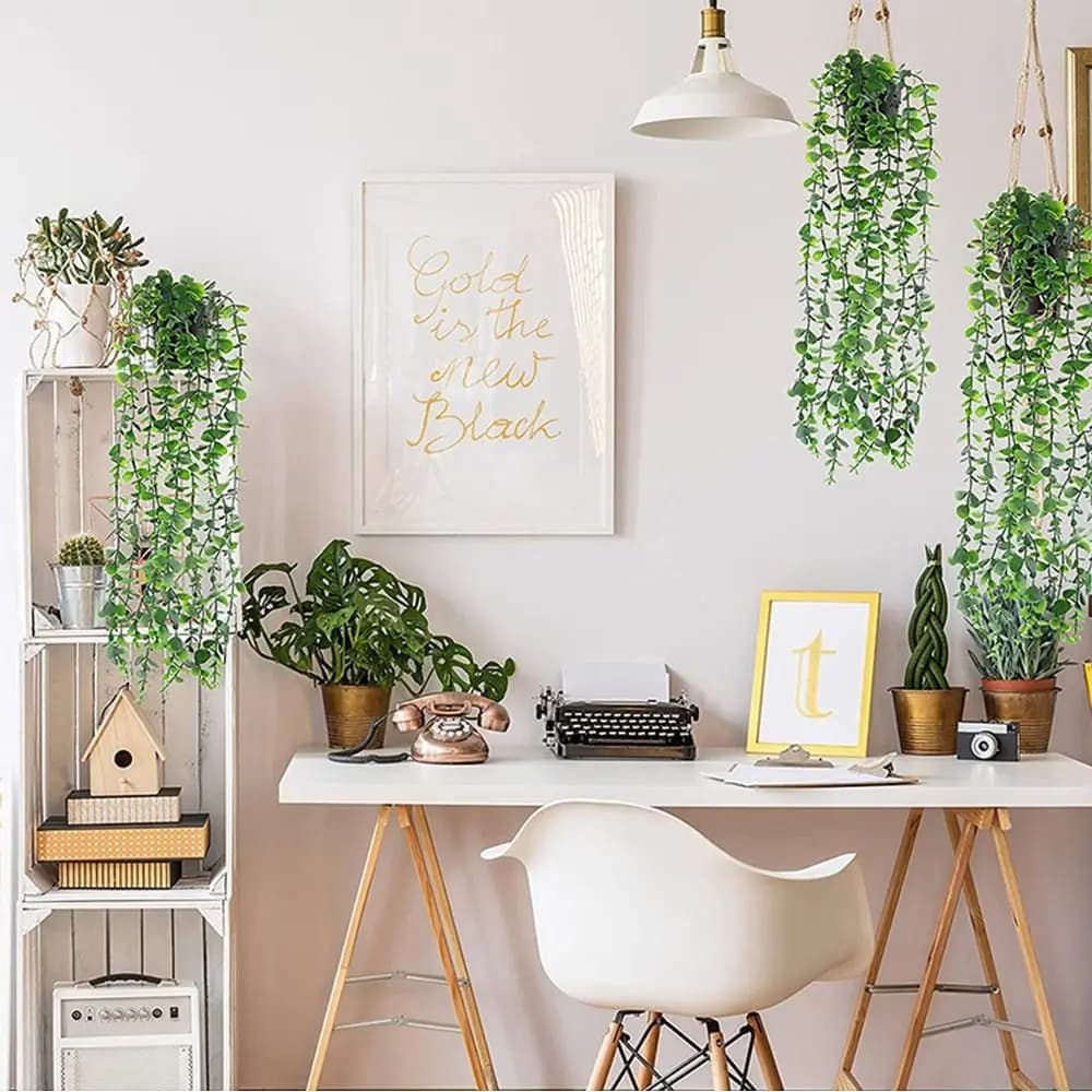 Plastic Material Persian fern leaves Grass leaves Screw textures Artificial plant Succulent shape fake hanging style plants
