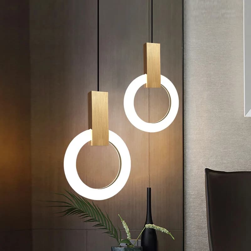 Nordic Semplice Lampada a sospensione a LED Soggiorno Scale Anello Lampadario Creativo Sala da pranzo Camera da letto Lampada a sospensione a soffitto a LED