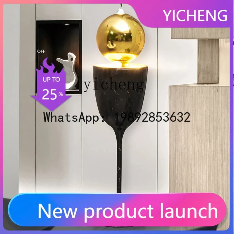 A30 Ornamento Feng Shui con Sfera d'Acqua Scorrevole, Ruota d'Acqua, Umidificatore, Decorazione Paesaggistica con Circolazione d'Acqua