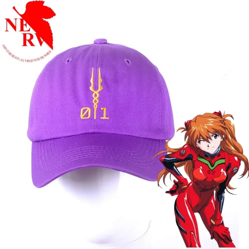 NeonGenesisEvangelion Purple Baseball Cap Creative ins Style High Value Summer Solar Protection Student Outdoor Couple Sunbed