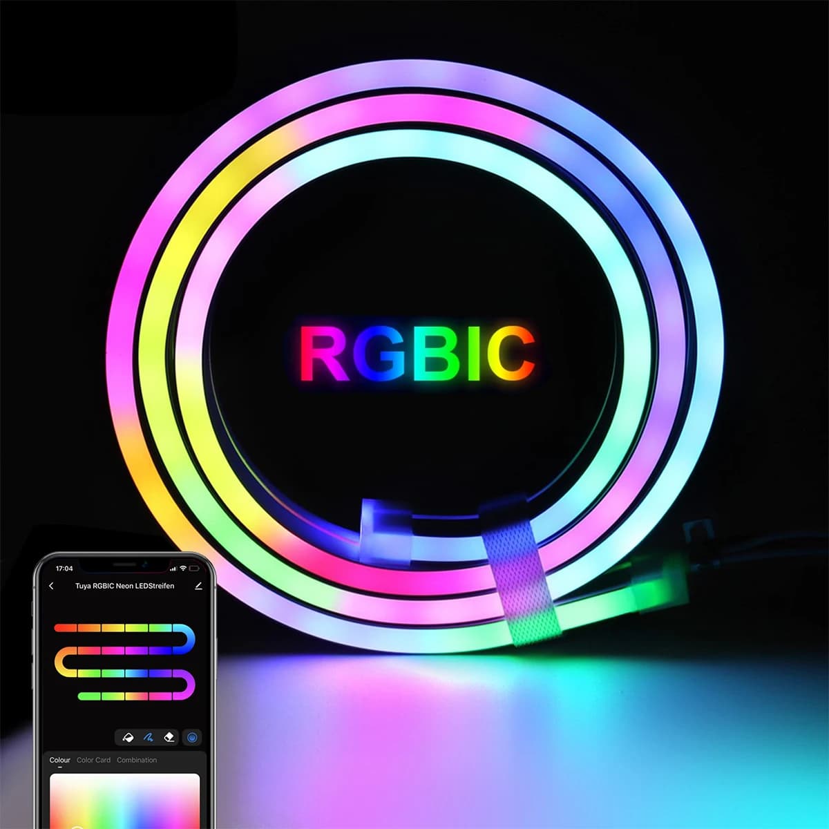 DC5V Bluetooth RGBIC Neon LED Strip con telecomando 1M 2M 3M RGBIC Neon Strip per la casa Dreamy color dynamic Deocor Lighting