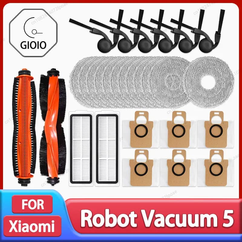 For Xiaomi Robot Vacuum 5 / OV31GL Cleaner Accessories Main Brush Side Brush Hepa Filter Mop Cloth Dust Bag Parts Spare