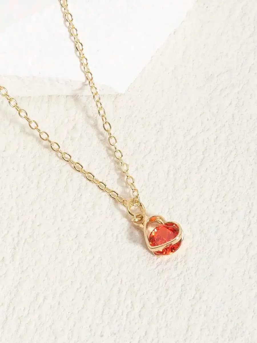 Elegant Heart Shape Cubic Zirconia Pendant Necklace For Daily Wear Gift