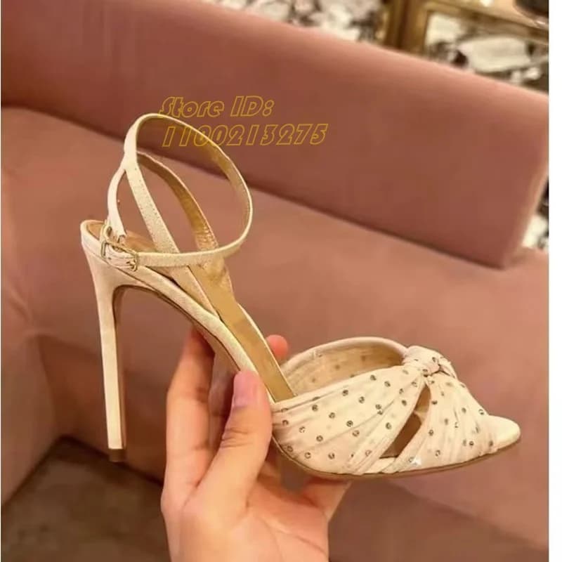 Sandali con Tacco Alto in Rete Trasparente, Punta Aperta, Bianco e Nero, con Cinturino alla Caviglia, Collezione Runway 2026, Scarpe Estive da Donna