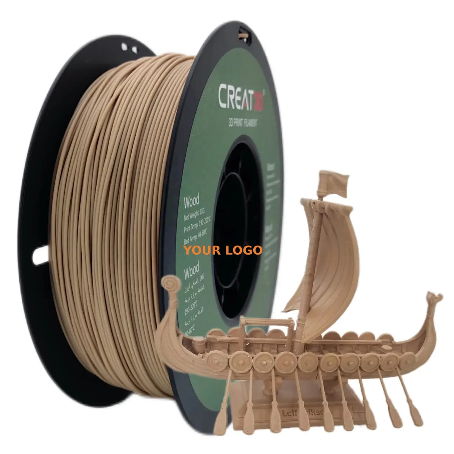 PLA 3D Creat3D Filament with 20% Wood Fiber, 1.75mm 1KG/Rotolo for 3D Printers