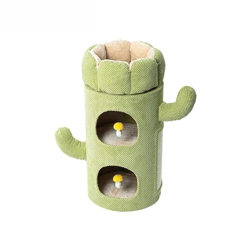 Tiragraffi per gatti con cuccia integrata, albero per gatti multilivello, cuccia invernale calda con doppio sisal a forma di cactus