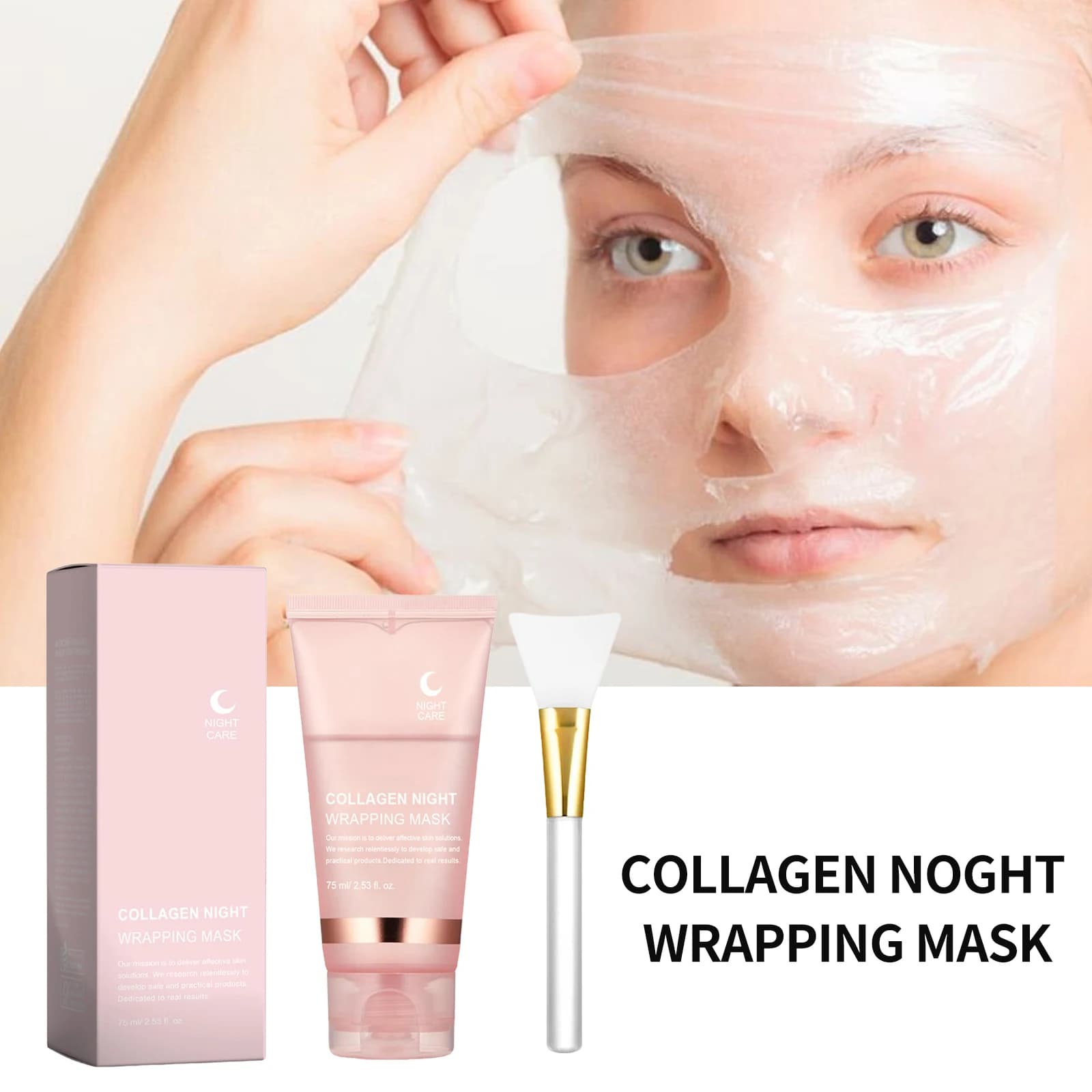 Maschera a strappo al collagene Riduce i pori Controllo dell'olio Levigante Viso Rassodante Ringiovanimento della pelle Illuminante Avvolgimento Maschera peel off 75g