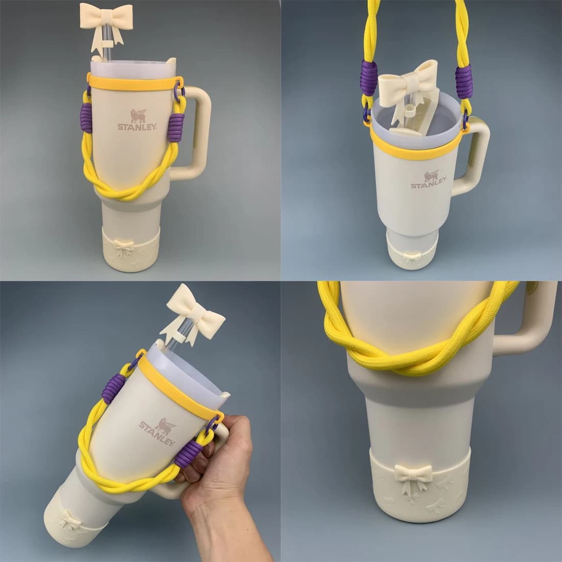 Stanley Cup Accessories Set I Water Bottle Handle Strap Holder, Silicone Cup Boot, ,Straw Topper Cover for 40oz & 30oz Tumbler