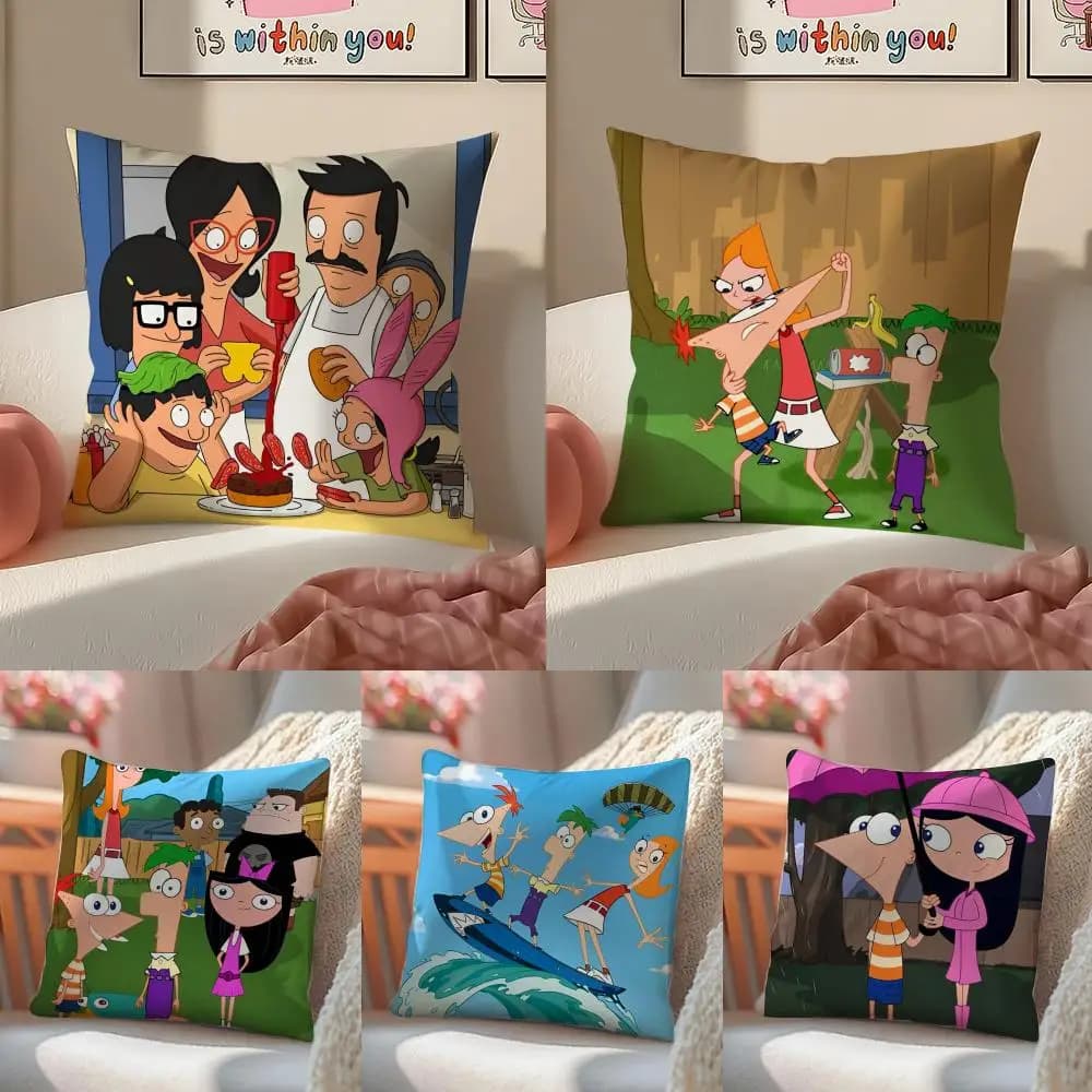 Phineas and Ferb Cushion Cover Linen Minimalist Cover Soft Decor for Sofa Home Room