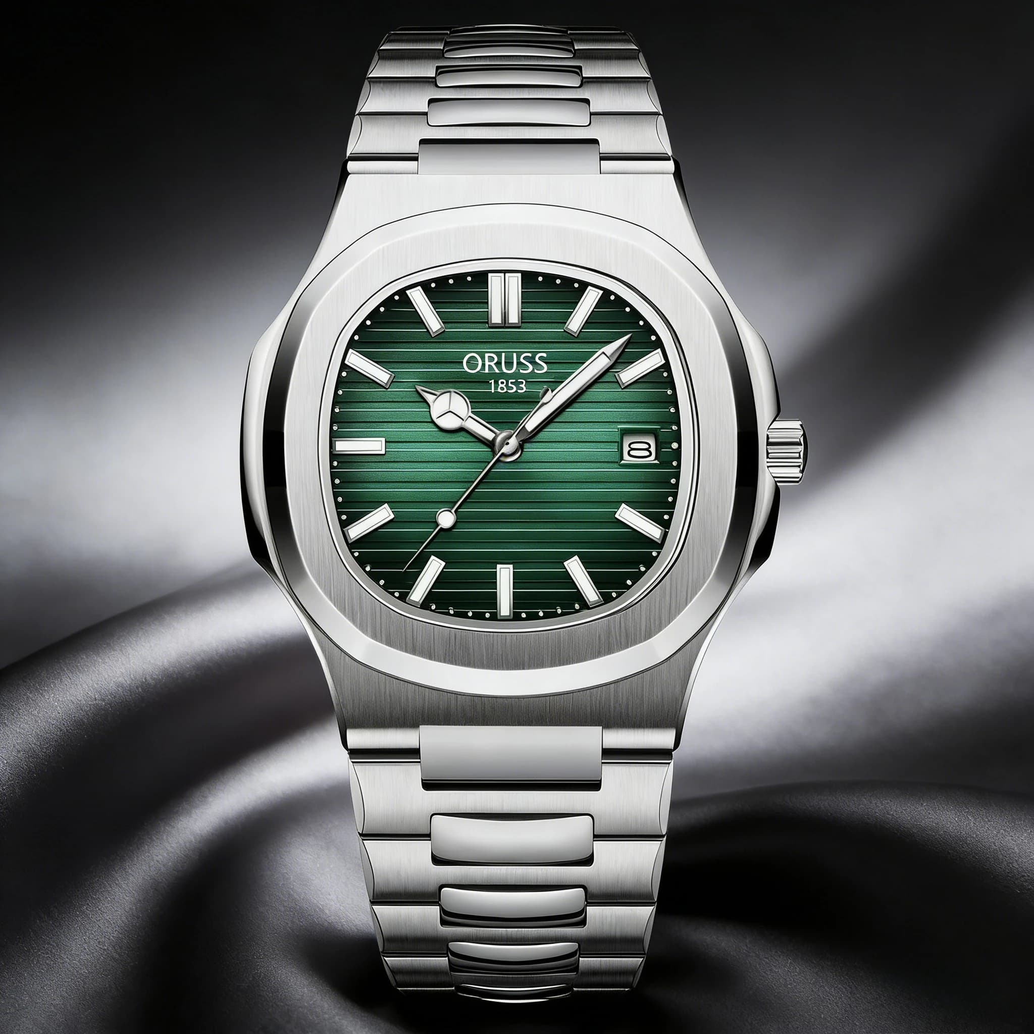 Nautilus Waterproof Couple Watches, Stylish Quartz Watch with Calendar and Stainless Steel Strap, Hot Sale