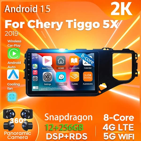 Android 15 Carplay Auto Per chery Tiggo 5X 2019 Autoradio Lettore 360 Macchina Fotografica Multimedia 4G + WIFI Stereo di Navigazione Video AI Voce